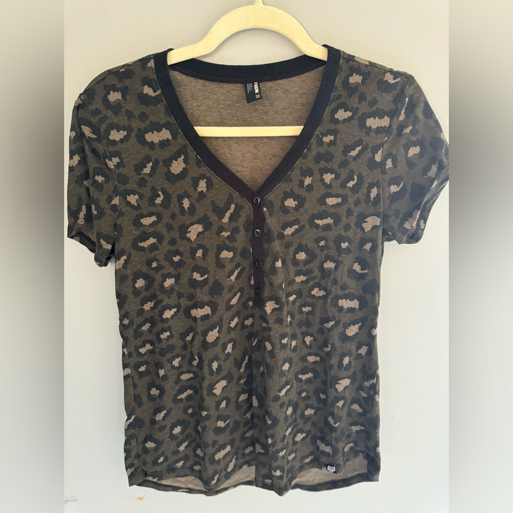Fox Racing Leopard Print V-Neck Top